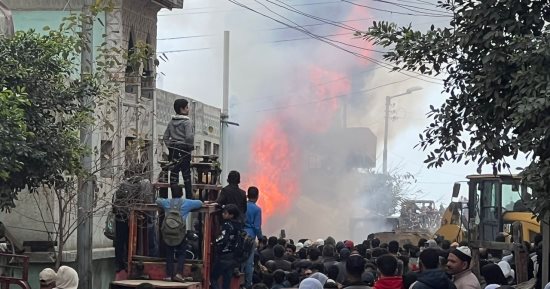 حريق هائل بمحل بيع مواد بترولية فى المطرية بالدقهلية.. صور