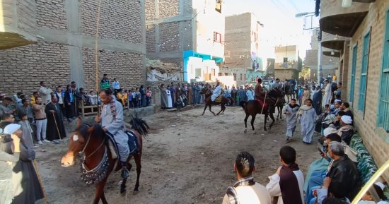 مزمار ومرماح خيول وفرحة الأطفال فى ليالى مولد الشيخ العشى شمال الأقصر.. صور