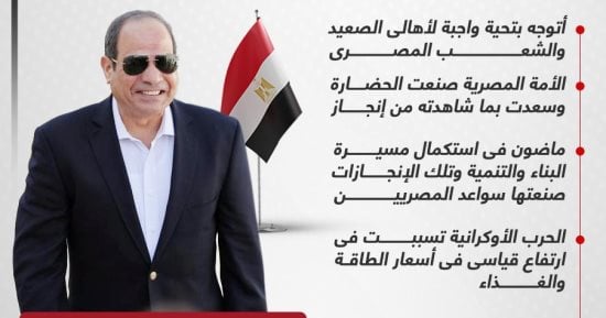 ندير الأمور بإخلاص وأمانة وشرف.. رسائل الرئيس السيسى من المنيا.. إنفوجراف