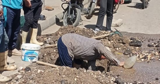 محافظة الجيزة: إصلاح كسر بماسورة مياه فى العمرانية
