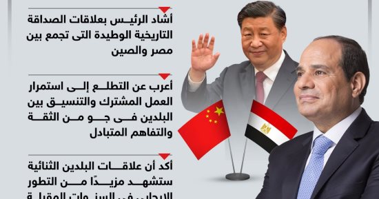الرئيس السيسى يهنئ شى جين بينج لإعادة انتخابه رئيسًا للصين (إنفوجراف)