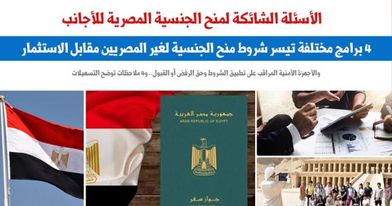 4 برامج مختلفة تيسر شروط منح الجنسية المصرية مقابل الاستثمار..نقلا عن برلماني