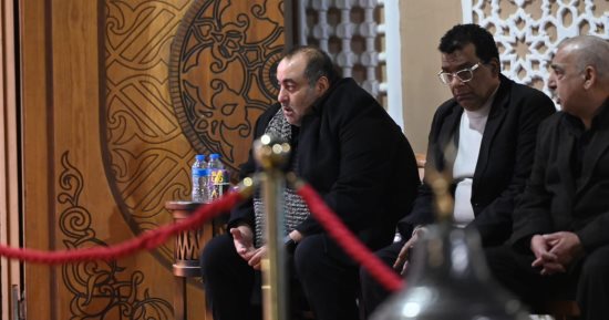 أحمد بدير وإدوارد وسوسن بدر ونسرين أمين فى عزاء والد سامح عبد العزيز