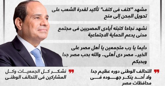 رسائل الرئيس السيسى خلال احتفالية كتف فى كتف باستاد القاهرة (إنفوجراف)
