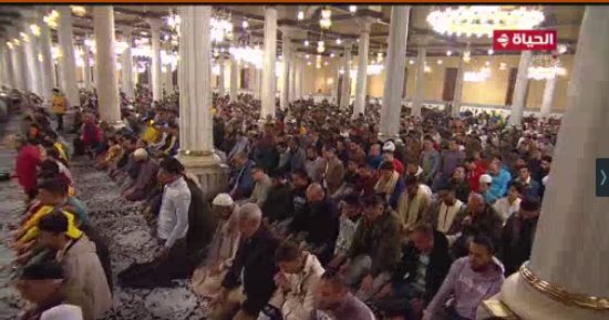 قناة الحياة تقدم بثا مباشرا لصلاة التراويح من مسجد الحسين (فيديو)