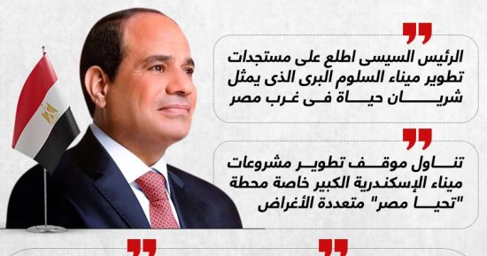 الرئيس السيسى يتابع مشروعات الموانئ البحرية والجافة والبرية.. إنفوجراف