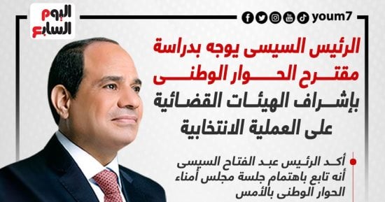 الرئيس يوجه بدراسة مقترح الحوار الوطنى بالإشراف القضائى على الانتخابات.. إنفوجراف