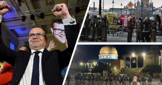 العالم هذا الصباح.. الاحتلال الإسرائيلى يجبر المعتكفين على مغادرة المسجد الأقصى.. قتيل وعشرات المصابين فى انفجار داخل مقهى بسان بطرسبورج الروسية.. الائتلاف الوطني الفنلندي يعلن فوزه بالانتخابات التشريعية.. صور