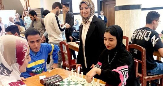 أسرة طلاب من أجل مصر تنظم بطولة جامعة كفر الشيخ للشطرنج بشعار (لا للمخدرات)