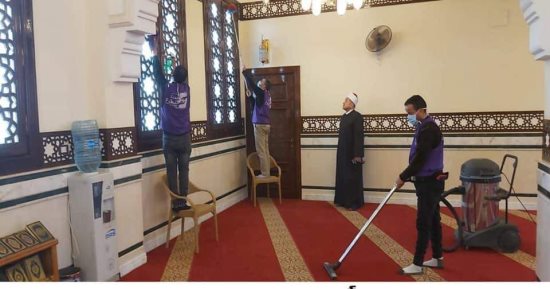 حملات نظافة بمساجد القليوبية لاستقبال العشر الأواخر وإقامة سنة الاعتكاف