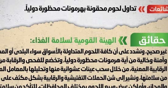 الحكومة تنفى تداول لحوم محقونة بهرمونات محظورة دوليا