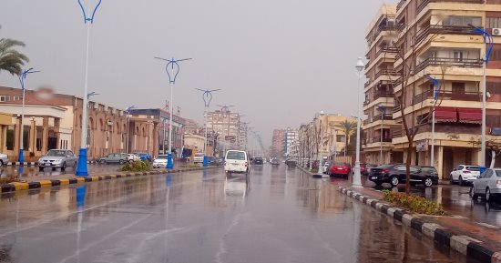 أمطار غزيرة على مدينتى بورسعيد وبورفؤاد واضطراب حركة الملاحة بالبحر المتوسط