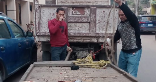 ضبط ومصادرة عربة كارو تلقى القمامة بحرم الطرق فى الدقى