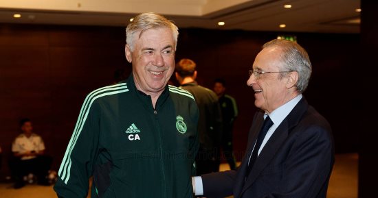 رئيس ريال مدريد يزور بعثة الملكى فى لندن قبل قمة تشيلسى.. صور