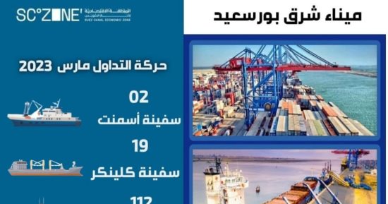 موانئ بورسعيد تستقبل 243 سفينة بحمولة 4.4 طن خلال مارس الماضى 