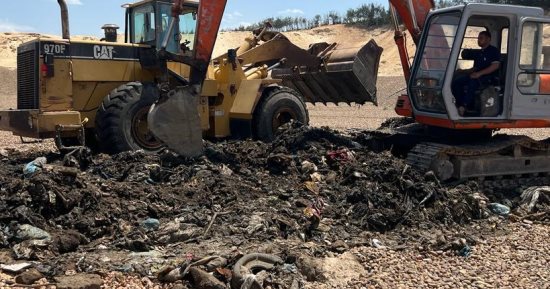 بدء رفع 200 ألف طن تراكمات تاريخية للمخلفات من مدينة إدكو فى البحيرة.. صور
