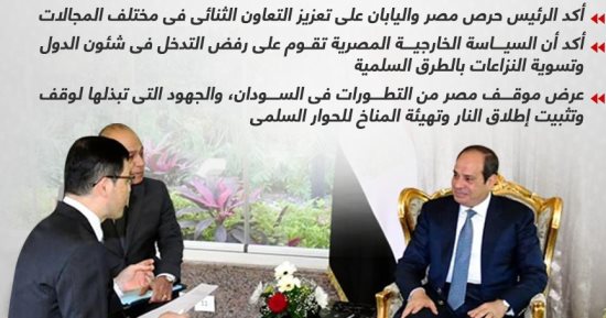 رسائل الرئيس السيسى خلال حوار صحفى مع إحدى أكبر الصحف اليابانية.. إنفوجراف
