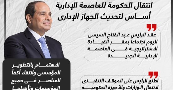 الرئيس السيسى: انتقال الحكومة للعاصمة الإدارية أساس تحديث الجهاز الإدارى