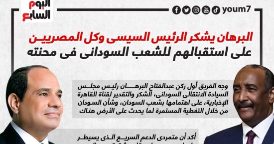 البرهان يشكر الرئيس السيسى والمصريين على استقبالهم للشعب السودانى فى محنته.. إنفوجراف