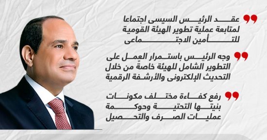 الرئيس السيسي يتابع عملية تطوير الهيئة القومية للتأمين الاجتماعى (إنفوجراف)