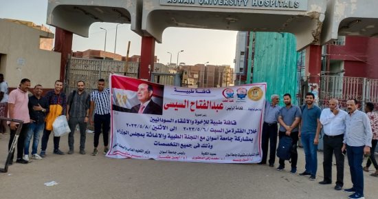 توقيع الكشف على 895 نازحاً سودانيا خلال قافلة طبية لجامعة أسوان