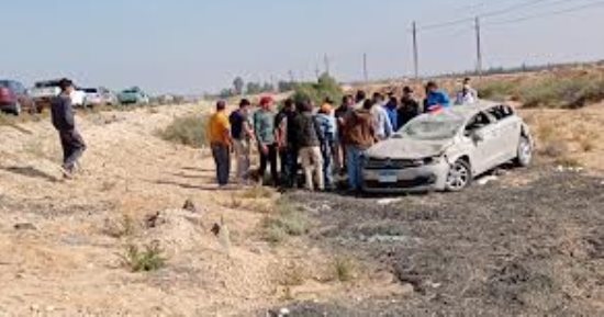 إصابة شخصين إثر انقلاب سيارة على طريق الدواويس بالإسماعيلية