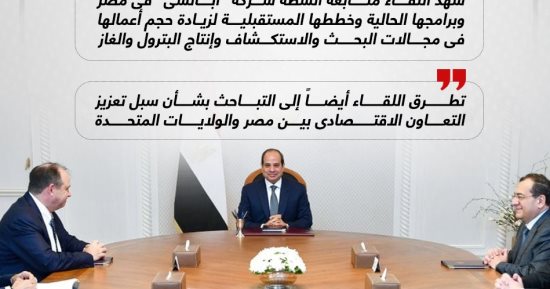 الرئيس السيسى يثمن النجاحات المتميزة لـ"أباتشى" فى مصر.. إنفوجراف
