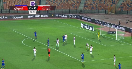 الزمالك يضغط وأسوان يحافظ على التعادل السلبى بعد 30 دقيقة