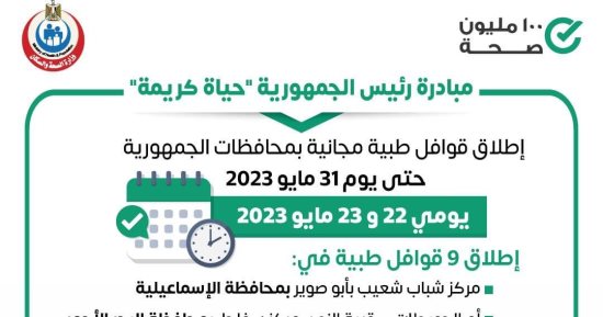 "الصحة" تطلق 9 قوافل طبية ضمن مبادرة حياة كريمة بالمحافظات.. التفاصيل