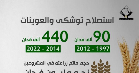 إنفوجراف لتنسيقية شباب الأحزاب عن مشروع استصلاح توشكى والعوينات