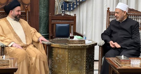 شيخ الأزهر لرئيس تيار الحكمة العراقي: أولى بنا أن نتحد للحفاظ على شباب أمتنا 