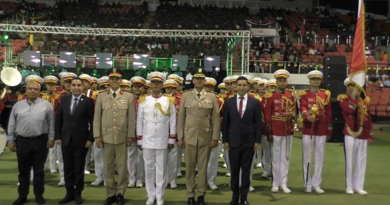 الموسيقات العسكرية تشارك فى الاحتفال بعيدي الكاميرون والوحدة الوطنية للاتحاد الأفريقى 