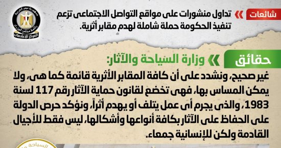الحكومة ترد على شائعات تنفيذ حملة لهدم مقابر أثرية: لا يمكن المساس بها