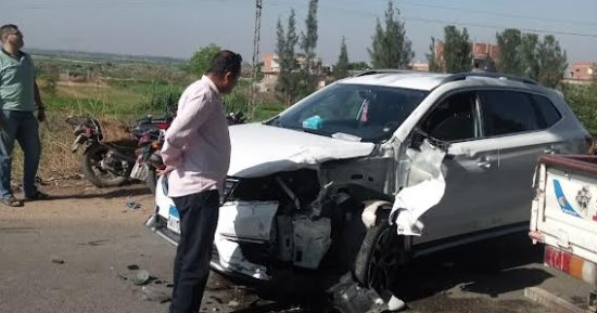 مصرع شخص وإصابة 3 آخرين نتيجة تصادم سيارة بدراجة بخارية فى الإسماعيلية