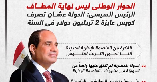 الرئيس السيسى: الدولة عشان تصرف كويس عايزة 2 تريليون دولار فى السنة.. إنفوجراف