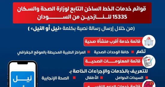الصحة تكشف قوائم خدمات الخط الساخن بالوزارة للنازحين من السـودان