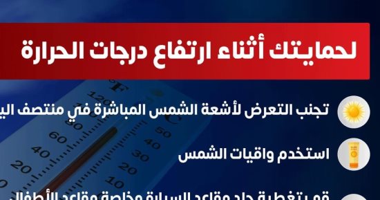 الصحة تكشف نصائح هامة للحماية من مضاعفات ارتفاع درجة الحرارة