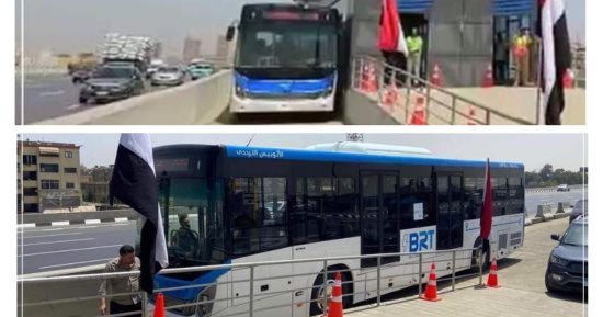 الأتوبيس الترددى يعمل قريبا على الدائرى.. النقل تجرى تجارب دخول الأتوبيس للمحطات.. الحافلة تعمل بالكهرباء ولها 3 أبواب والركوب من اليسار.. ربط المحطات بأنفاق وكبارى مشاة تمتد لجانبى الطريق.. صور