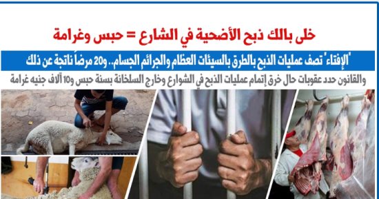 ذبح الأضحية فى الشارع = حبس وغرامة.. نقلا عن برلمانى