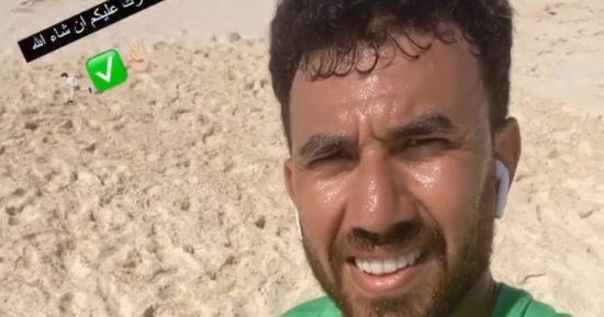 تريزيجيه يتدرب على شاطئ البحر فى إجازة عيد الأضحى 