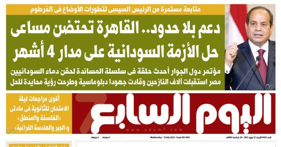 متابعة مستمرة من الرئيس السيسى لتطورات الأوضاع فى الخرطوم.. غدا باليوم السابع