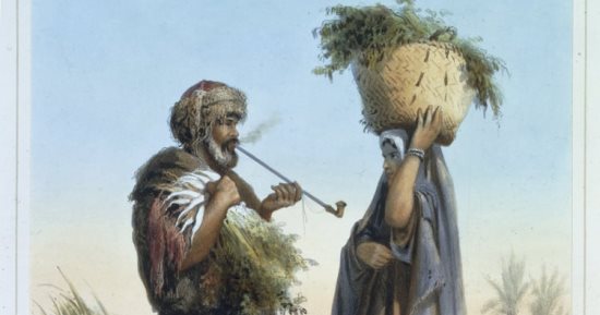رجل وامرأة فى وادى النيل.. لوحة المستشرق الفرنسى بريس دافين من عام 1848