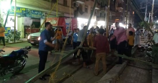 حملات ليلية لإزالة الاشغالات غرب مدينة كفر الشيخ