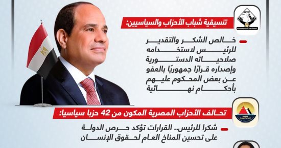 ترحيب واسع بقرار الرئيس السيسى بالعفو عن أحمد دومة " إنفوجراف "