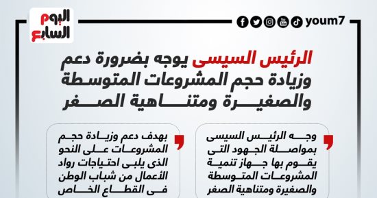 الرئيس السيسى يوجه بضرورة دعم وزيادة حجم المشروعات المتوسطة والصغيرة ومتناهية الصغر