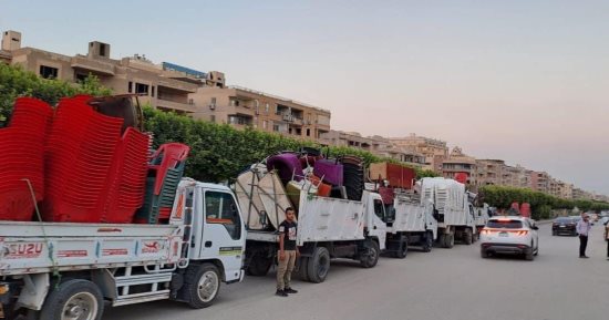 الجيزة: رفع إشغالات المقاهى خلال حملات بهضبة الأهرام والمنيرة الغربية
