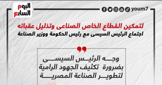 تمكين القطاع الخاص الصناعى.. اجتماع الرئيس السيسى مع رئيس الحكومة ووزير الصناعة "إنفوجراف"