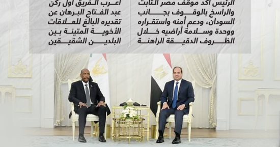 الرئيس السيسى يبحث مع البرهان سبل دعم الشعب السودانى الشقيق.. إنفوجراف