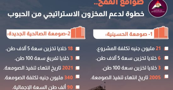 معلومات الوزراء: الحكومة وفرت قدرة تخزين عالية ومتطورة للحبوب داخل البلاد
