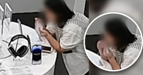 "أكلت سلسلة الحماية بأسنانها".. سيدة صينية تسرق هاتف أيفون 14 بلس من متجر أبل